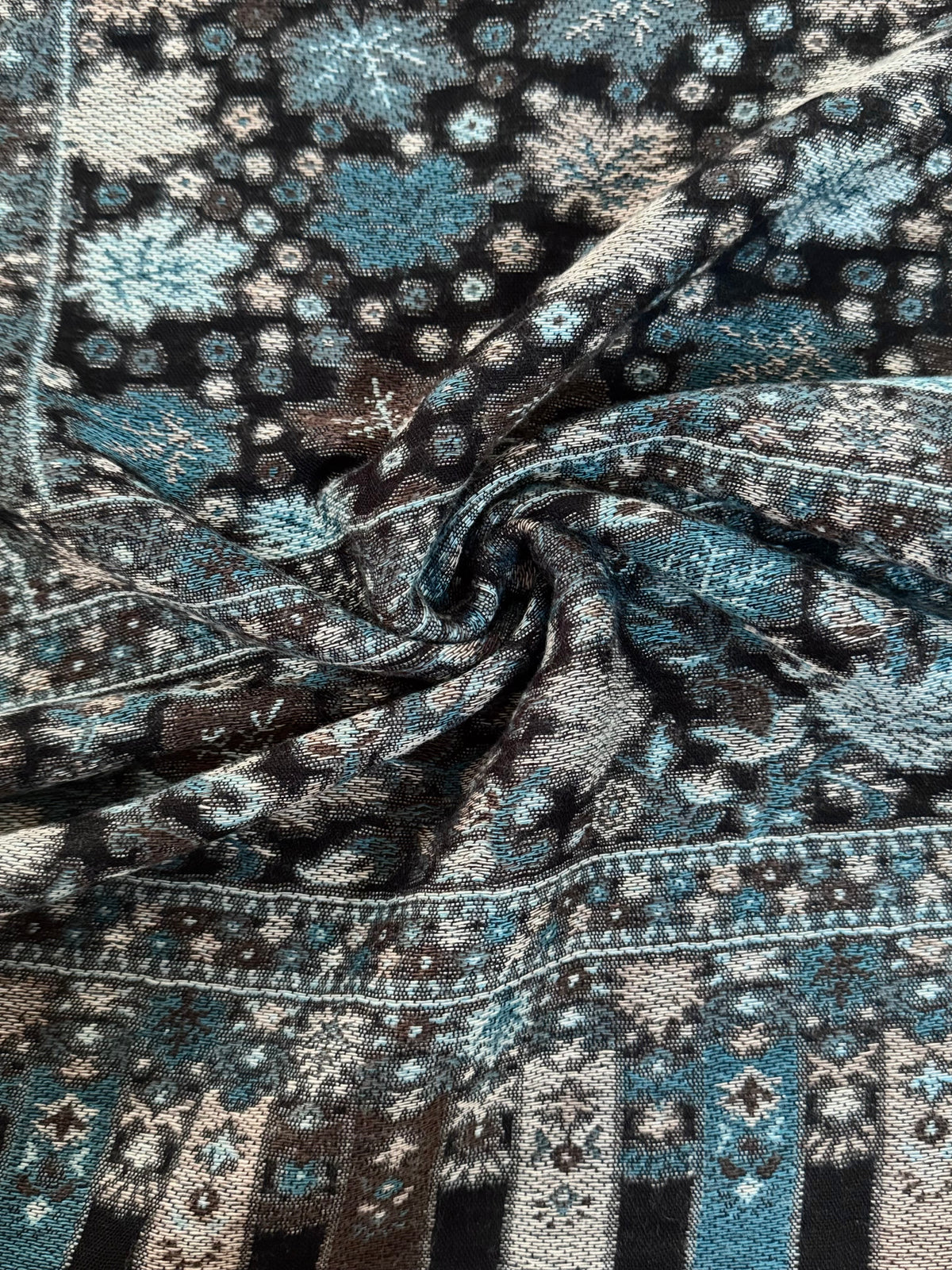 Black Leaf Printed Pashmina