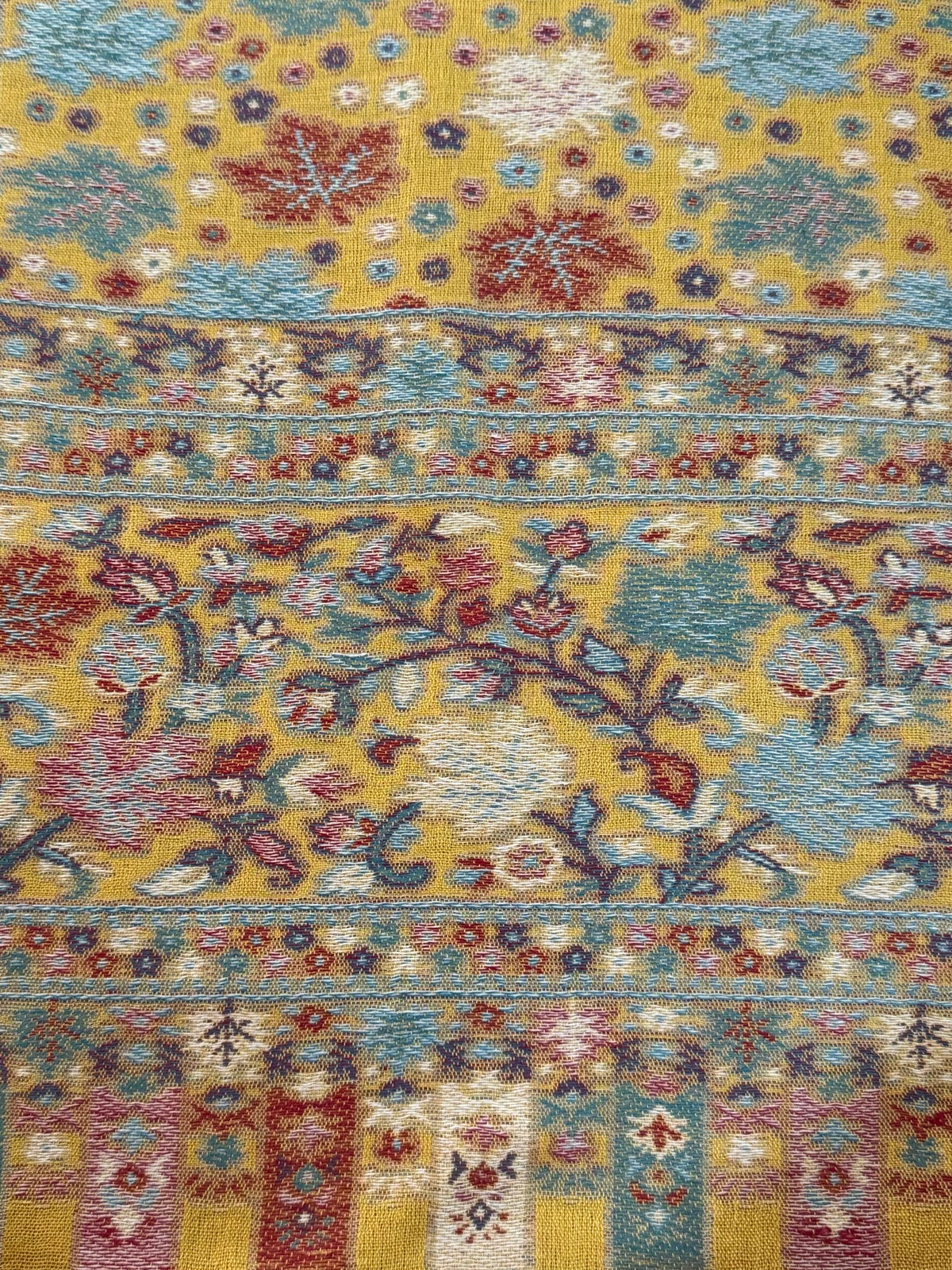 Yellow Leaf Printed Pashmina