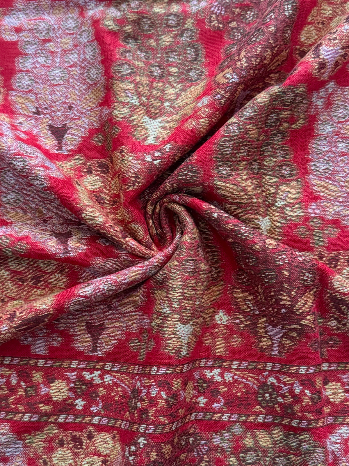 Red Carey Printed Pashmina