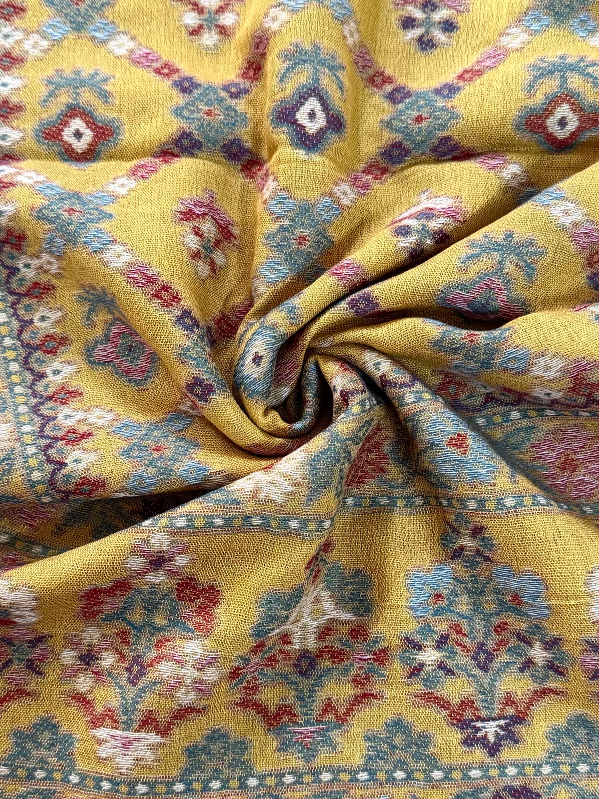 Yellow Cross Print Pashmina