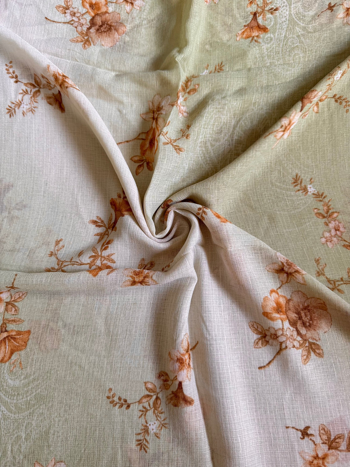 Green Floral Print Lawn