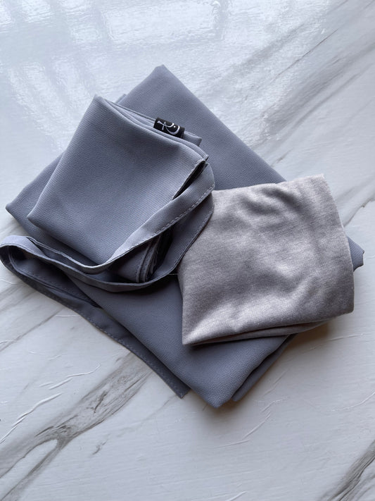 Slate Hijab-Niqab-Cap Set