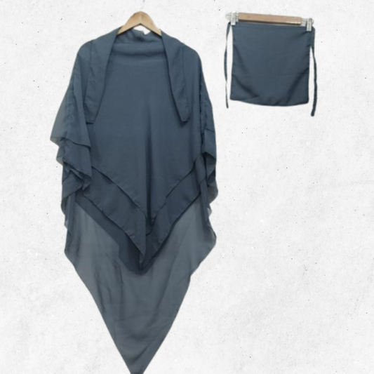 Grey Khimar-Hijab Set