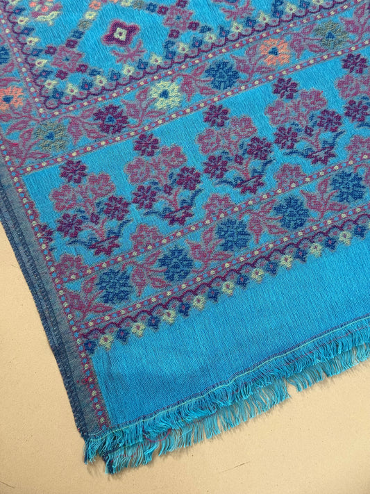 Blue Cross Printed Pashmina