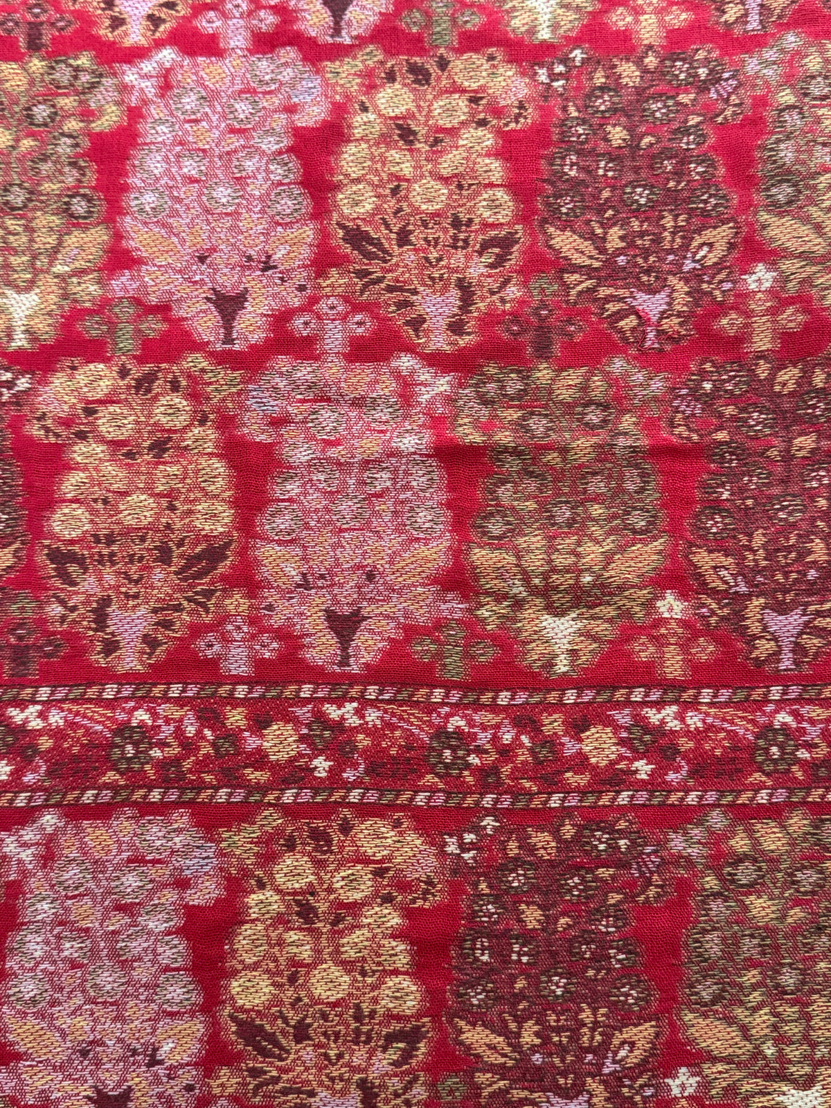 Red Carey Printed Pashmina