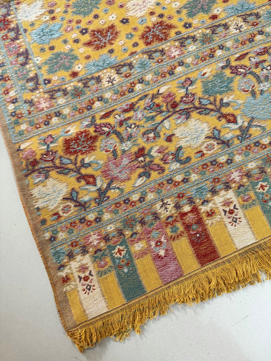 Yellow Leaf Printed Pashmina
