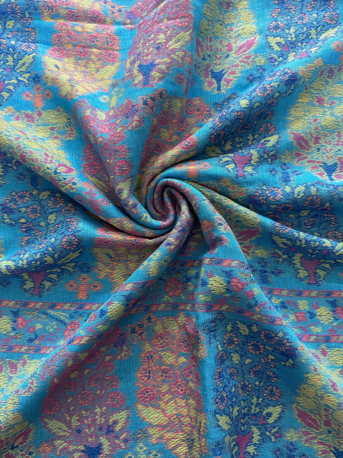 Blue Carey Printed Pashmina