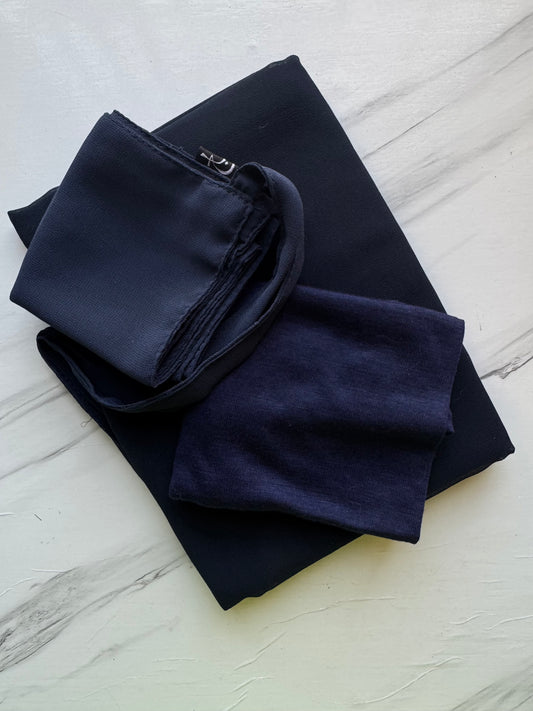 Navy Blue Hijab-Niqab-Cap Set