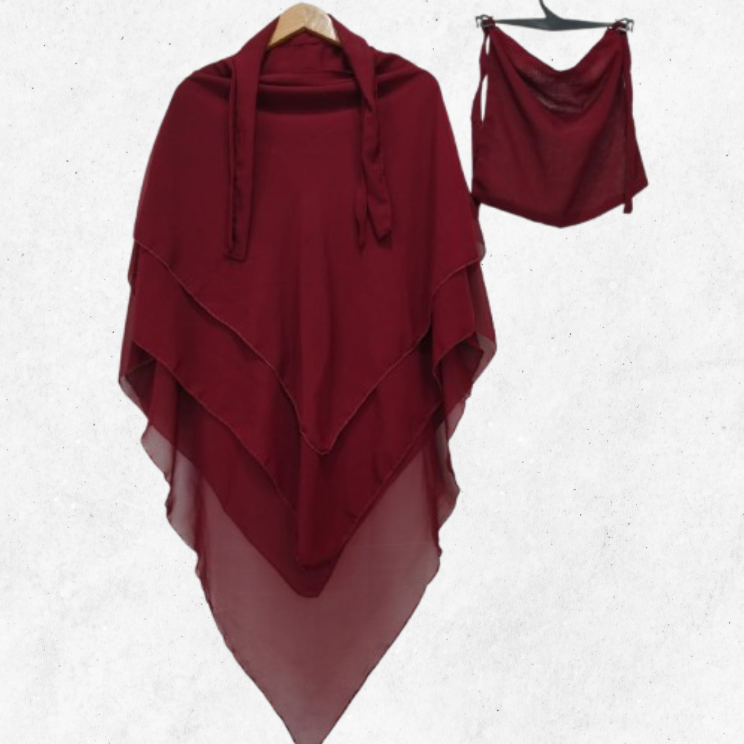 Maroon Khimar-Niqab Set
